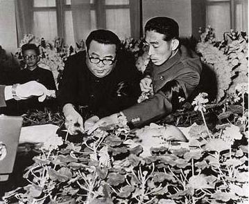 Prezydent Kim Il Sung odznacza pośmietnie Jung Jun Taeka, który poświęcił całe życie Partii i Rewolucji medalem bohatera KRL-D – 1973